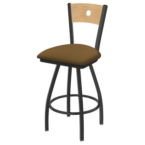 36" Swivel Counter Stool, Bronze Finish, Nat Back, Canter Saddle Seat